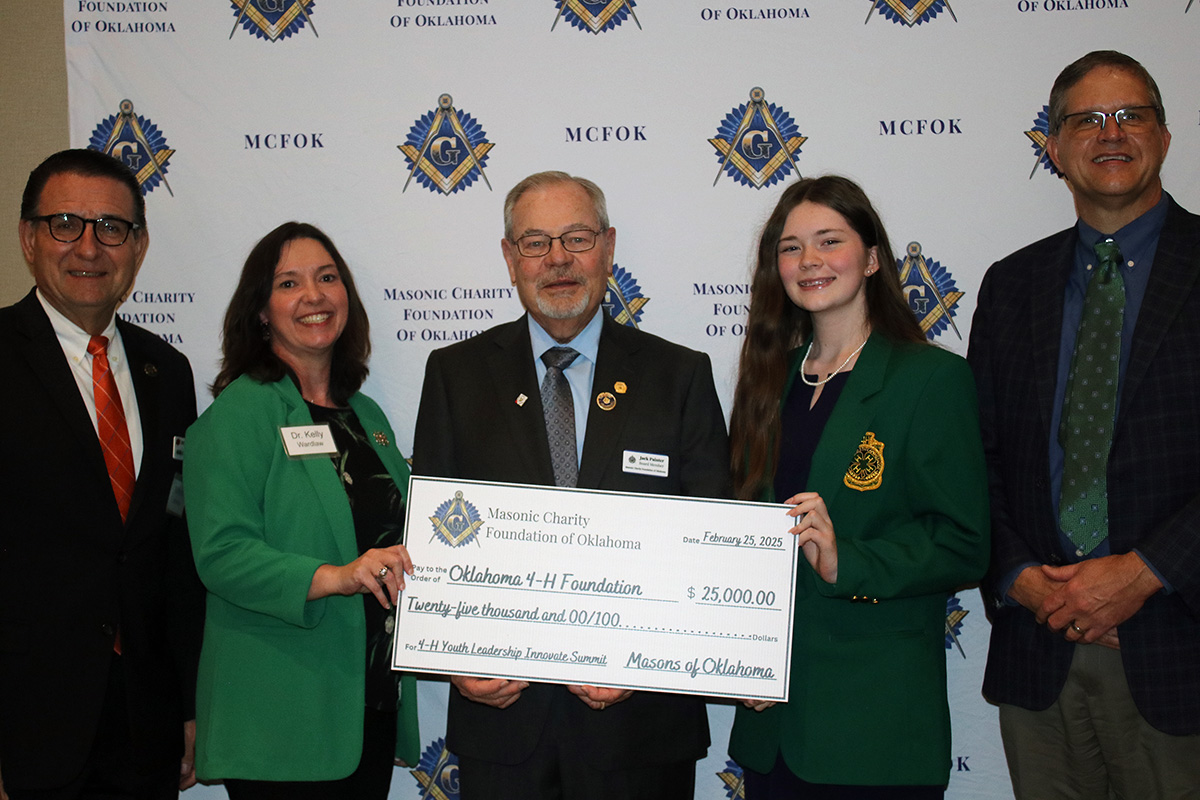 masonic-charity-grant-2025_1200x800.jpg Oklahoma 4-H representatives accept a check from the Masonic Charity Foundation of Oklahoma.